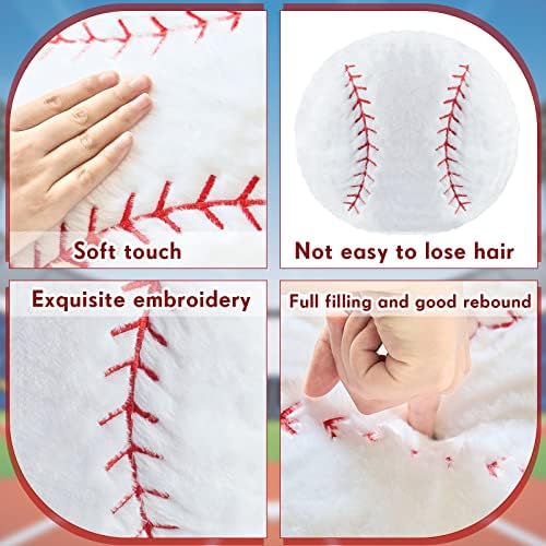 Juexica 4 Pcs Sports Throw Pillows Plush Soccer Basketball Baseball Football Cushion