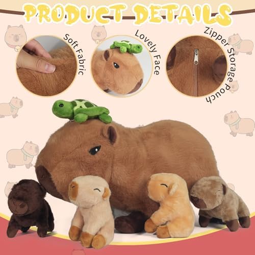 5 in 1 Capybara Plush Set with Zipper Pouch