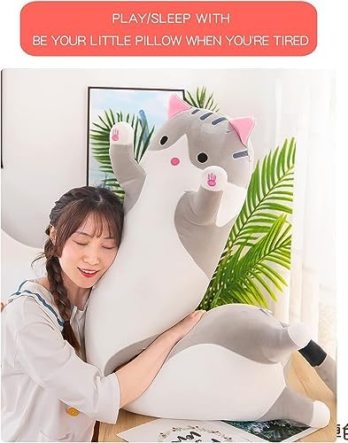 Yeqivo Long Plush Cat Pillow Grey 70CM