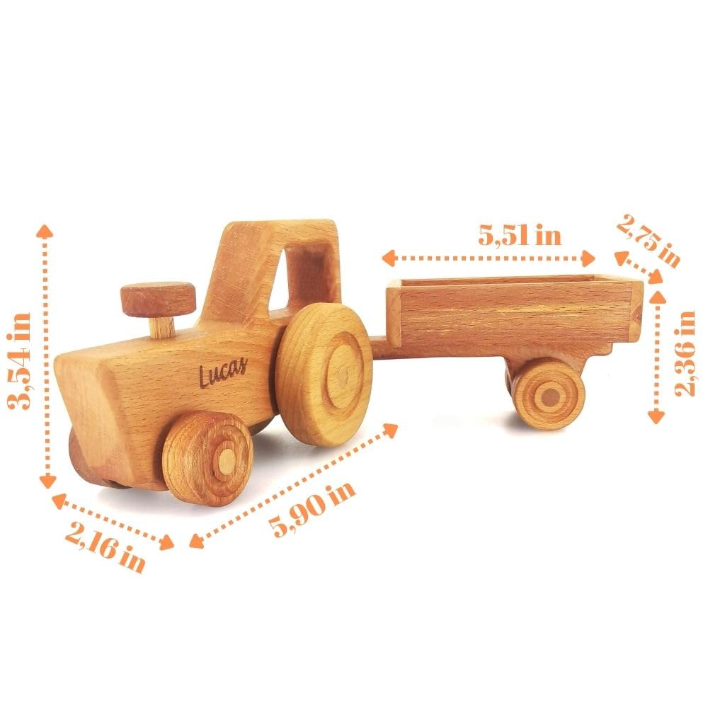 Personalized Wooden Tractor Toy For Boys - Farm Playset