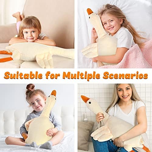 30 Inch White Swan Weighted Plush Pillow Toy