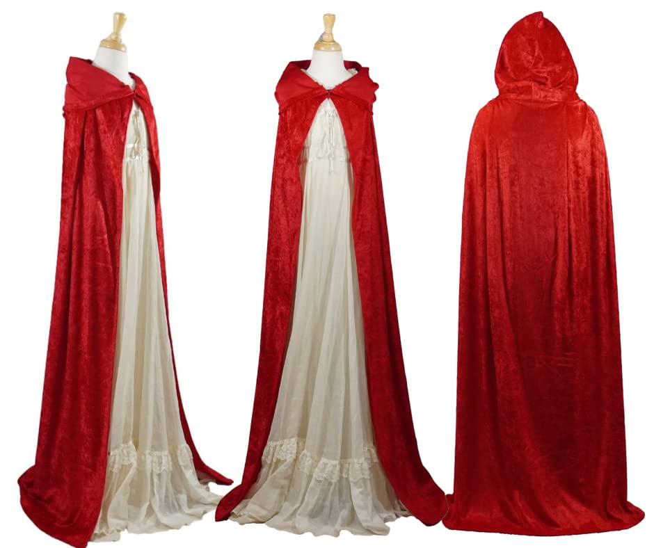 Red Crushed Velvet Hooded Cape - Adult Small