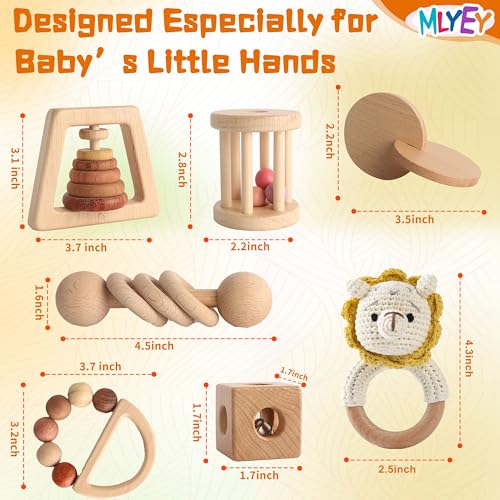 MLYEY 7PCS Wooden Montessori Toy Set for Babies 12-36 Months