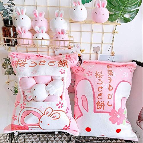 REFAHB Cute Plush Pillow Throw with 8 Stuffed Bunnies