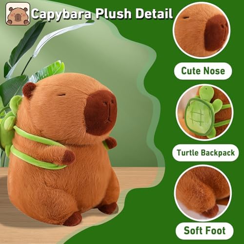 Capybara Plush Toy with Turtle Backpack 12 Inch 1