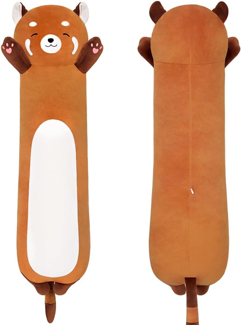 Yeqivo Cute Long Raccoon Plush Pillow Soft Hugging Toy Orange 1968Inch50cm