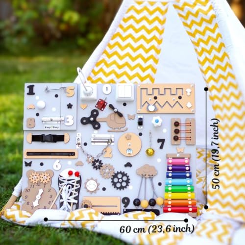 Big Busy Board Montessori Toddler Toy with Xylophone