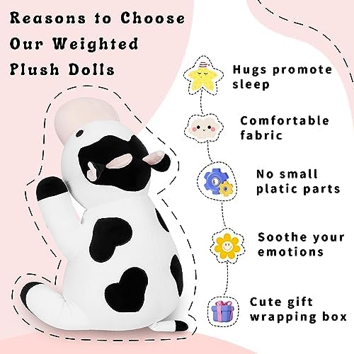 IdeaMeme Weighted Plush Cow 24 42 lbs Stuffed Animal Pillow