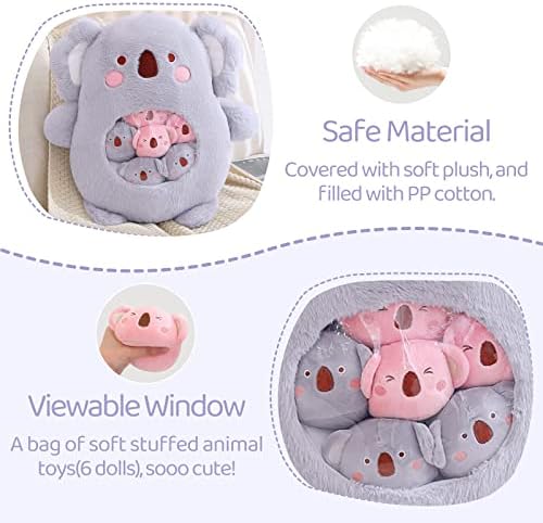 Kawaii Koala Plush Pillow Toy Set - 6 Fluffy Koala Stuffed Animals
