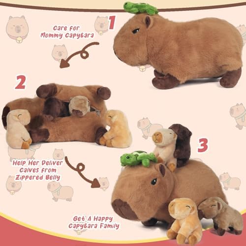 5 in 1 Capybara Plush Set with Zipper Pouch