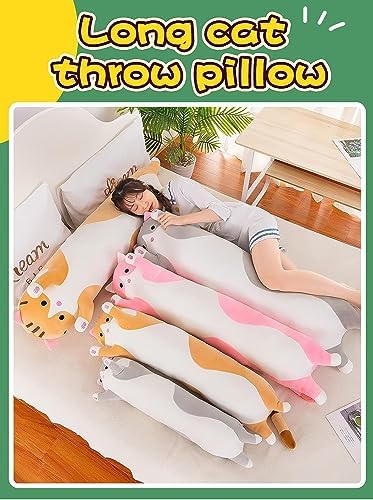Yeqivo Long Plush Cat Pillow Grey 70CM