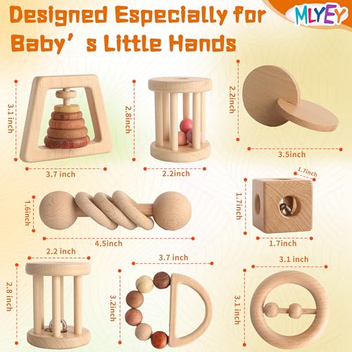 MLYEY Wooden Baby Toy Set 8pcs Montessori Toys for Infants