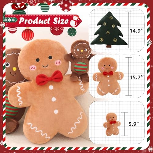 Christmas Gingerbread Man Plush Pillow Decor 1