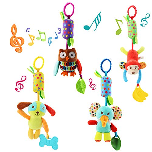 Joyshare 4PCS Baby Hanging Rattle Toy with Crinkle Sound