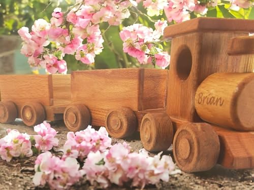 Personalized Wooden Train Set for Toddlers 2-4 Years 1