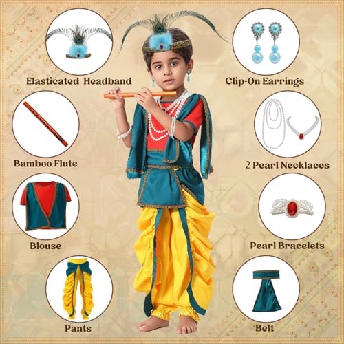Ezuwail Krishna Costume for Baby Boy with Dhoti and Kurta Set