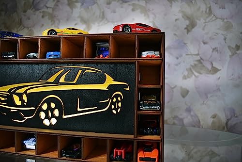 Premium Wooden Toy Car Parking Storage for Kids