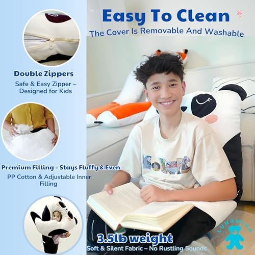 LUNAMIRA Panda Kids Body Pillow - 47 U-Shape Plush Comfort