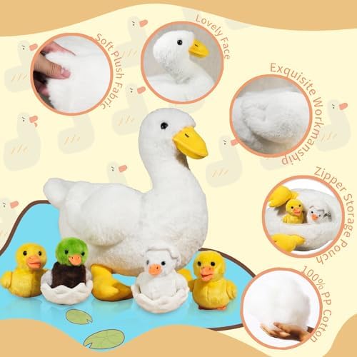 7-in-1 Funny Duck Plush Toy with Zippered Belly