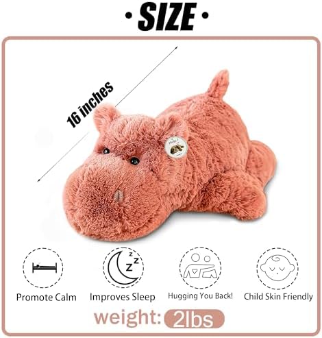 YOUBLEK 16 Pink Hippo Weighted Plush Toy