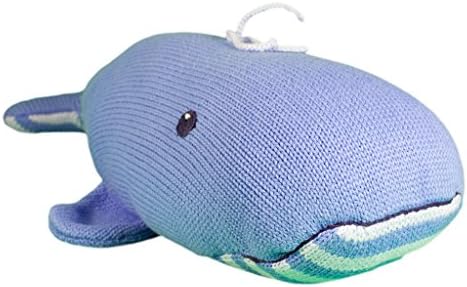 ZUBELS Baby Wally The Whale Rattle 7-Inch Hand-Knit Plush Toy