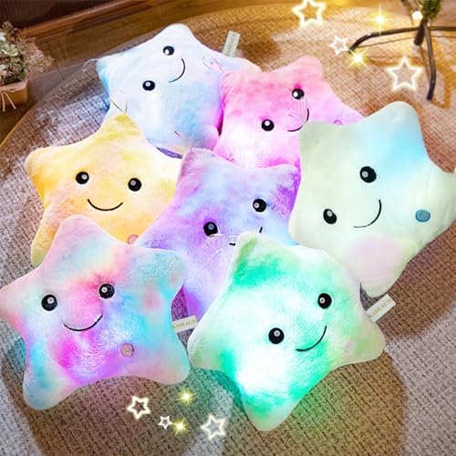LED Star Pillow for Kids Night Light Plush Decor