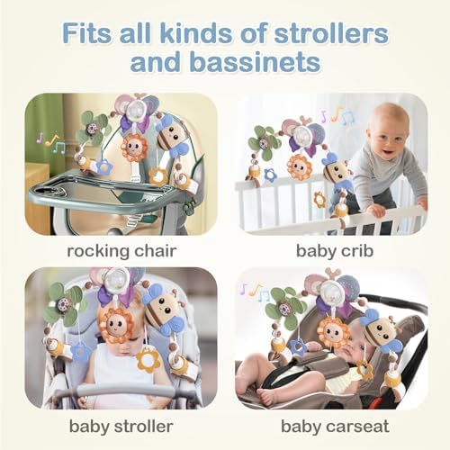 Adjustable Baby Stroller Arch with Sound and Light Toys