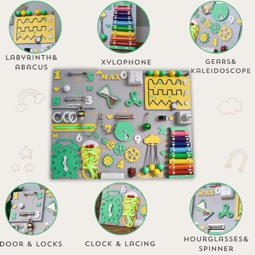 EasyBusy4kids Montessori Busy Board for 1-3 Year Olds