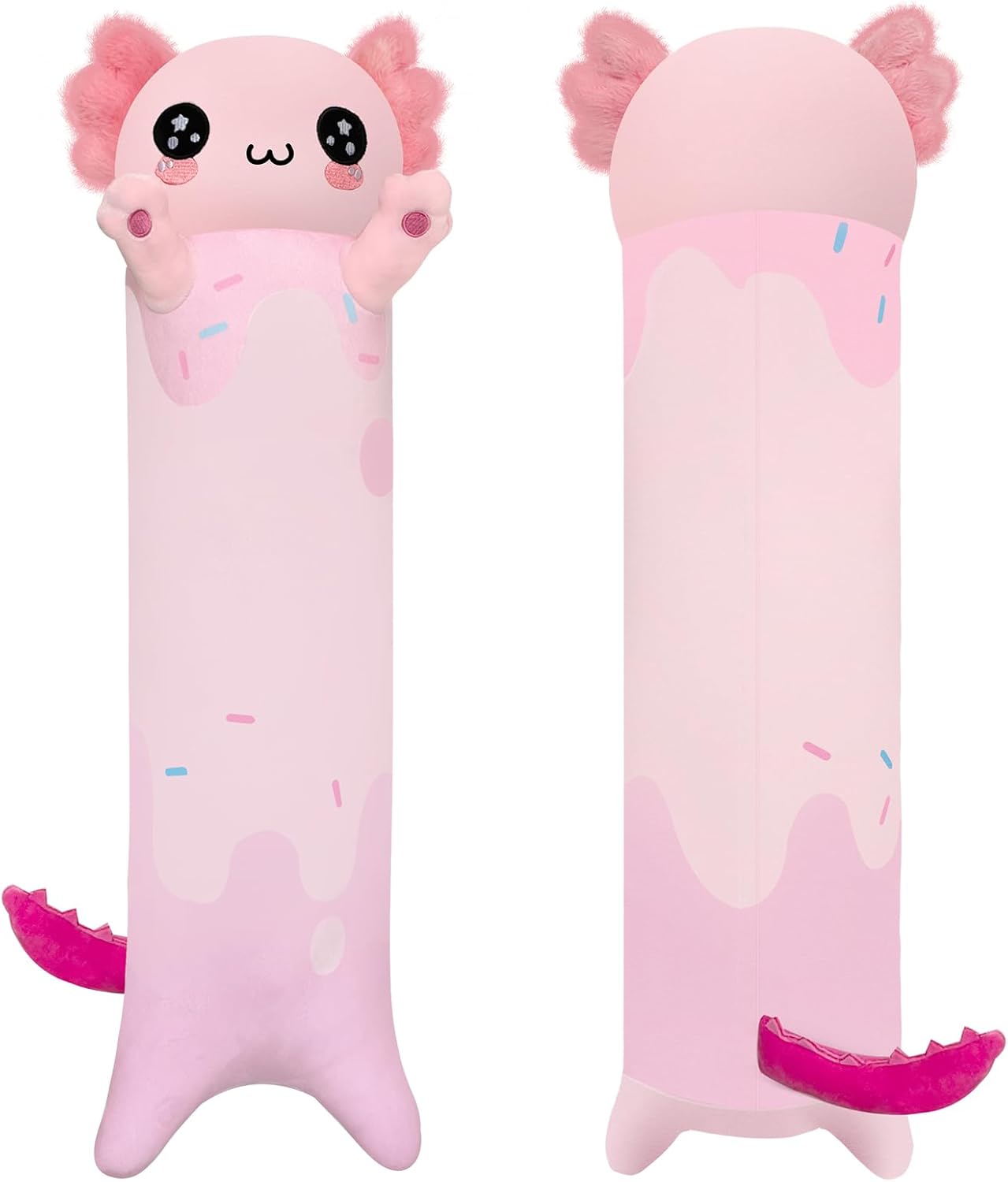 Pink Axolotl Plush Pillow 28 Inch Cute Stuffed Animal for Kids