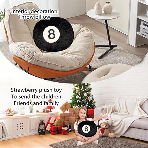 AUCOOMA Billiard Pillow 137 Fluffy 8 Ball Plush Cushion Black