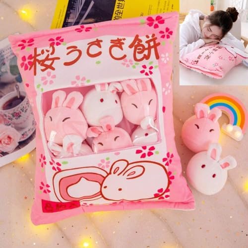 JILPAK Cute Bunny Plush Pillow with 8 Dolls