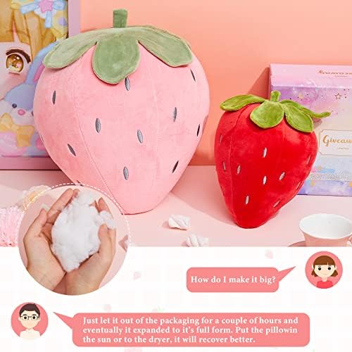 Juexica 2 Pcs Strawberry Plush Pillows Kawaii Decor