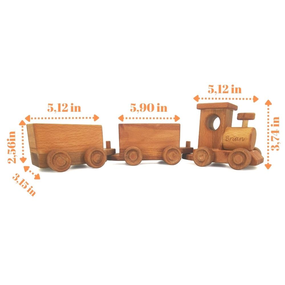 Personalized Wooden Train Set for Toddlers 2-4 Years 1