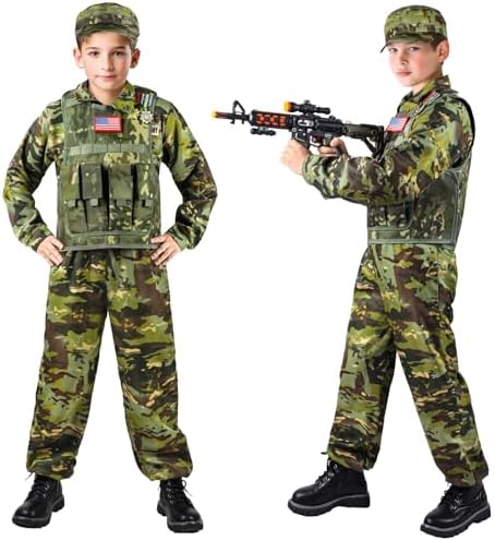 Metemot Kids Army Costume Set for Halloween