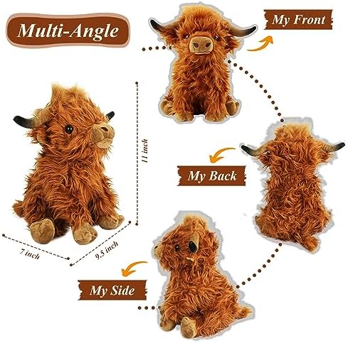 BMZRJM Fluffy Highland Cows Plush Pillow Toy