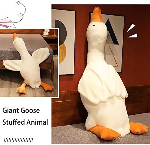 Giant White Goose Plush Pillow - 51 in Soft Furry Hugging Toy 1