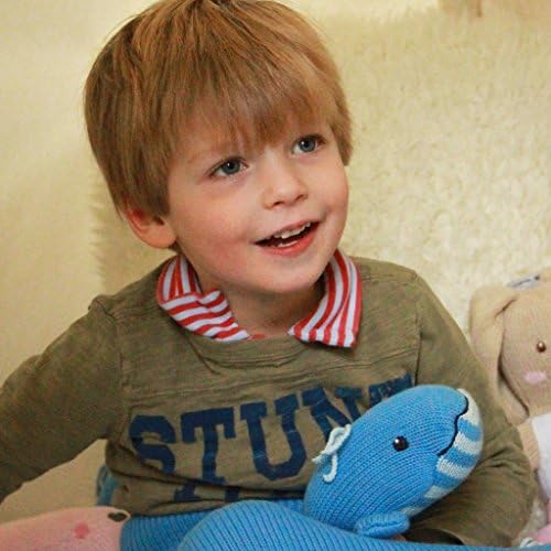 ZUBELS Baby Wally The Whale Rattle 7-Inch Hand-Knit Plush Toy