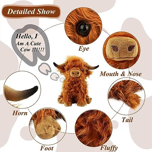 BMZRJM Fluffy Highland Cows Plush Pillow Toy