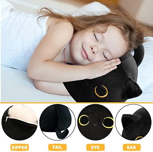 Soft Black Cat Plush Pillow - Kids Toy for Boys Girls