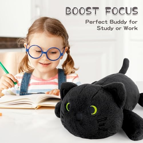 22 Inch Big Weighted Stuffed Animal Black Cat Plush Pillow