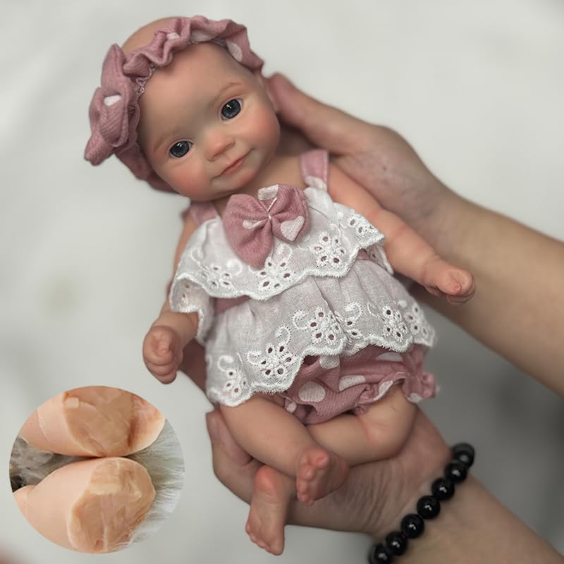 Abenduot 10Inch Realistic Silicone Baby Doll Girl