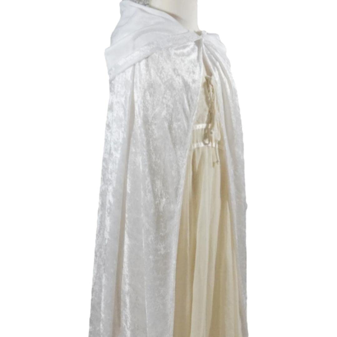 White Crushed Velvet Full Length Cape for All Ages