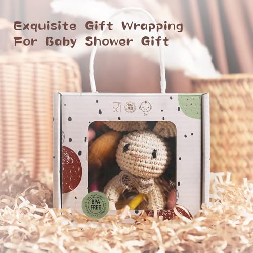 Wooden Baby Rattle Set 5PCS Montessori Toys for Newborn Infant