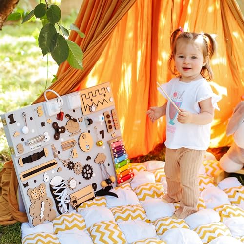 Big Busy Board Montessori Toddler Toy with Xylophone