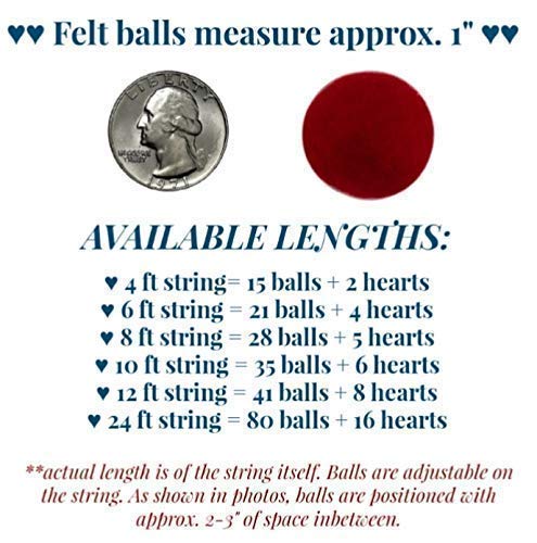 Matthew Mae Valentines Garland - Felt Balls Hearts