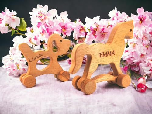 Personalized Wooden Animal Push Toy Set for Kids