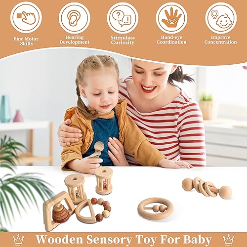 MLYEY Wooden Baby Toy Set 8pcs Montessori Toys for Infants