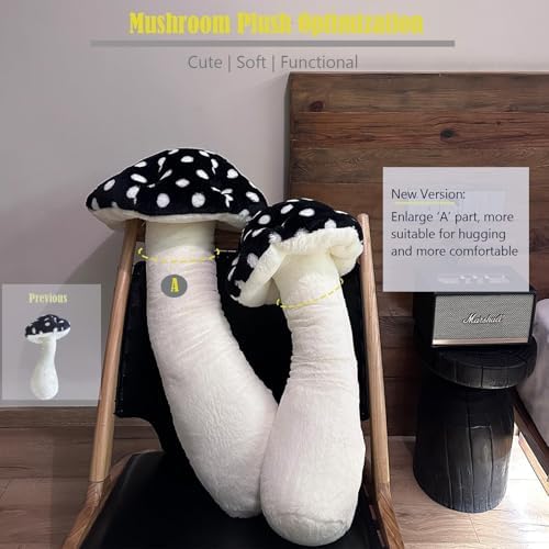 Hofun4U Mushroom Plush Pillow - 30 Inch Black