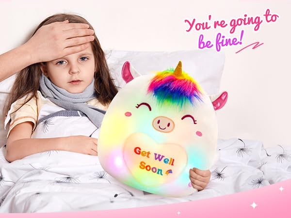 Athoinsu 12 Inch Luminous Unicorn Plush Pillow