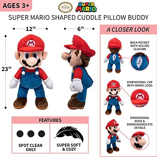 Super Mario Plush Cuddle Pillow Buddy for Kids